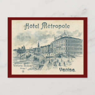 Hotel Metropole, Venice, Italy Vintage Postcard