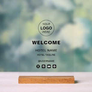 Hotel Name & Logo Simple Reception Welcome Acrylic Sign