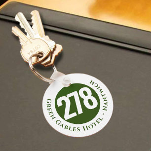 Hotel Name Plus Room Number on a Keychain