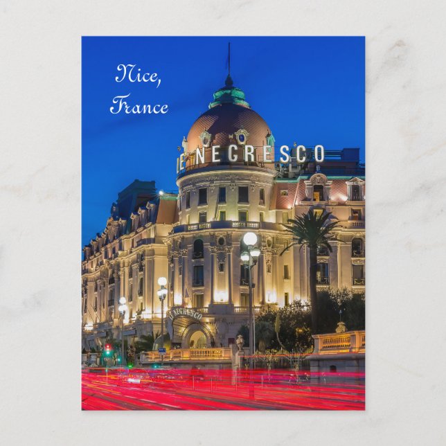 Hotel Negresco in Nice France at night Postcard (Front)