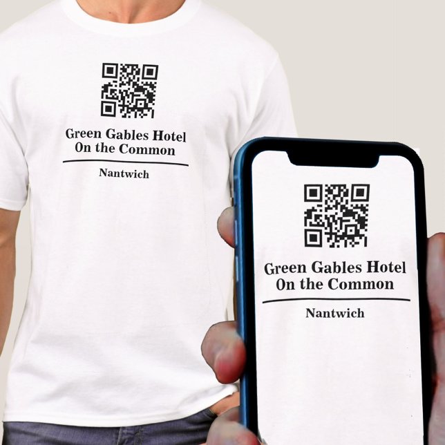 Hotel or Restaurant Name with QR Code T-Shirt (Creator Uploaded)