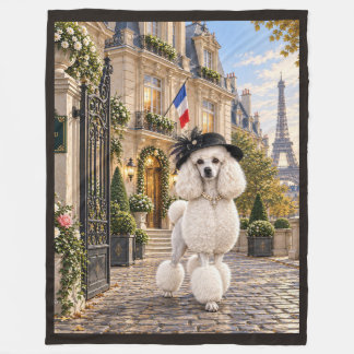 Hotel Paris Poodle Fleece Blanket