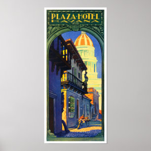 Hotel Plaza Havana vintage travel poster