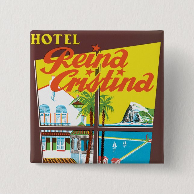 Hotel Reina Cristina ~ Algeciras 15 Cm Square Badge (Front)