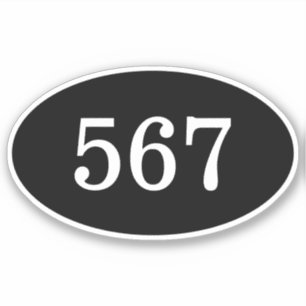 Hotel room door number oval sign vinyl sticker