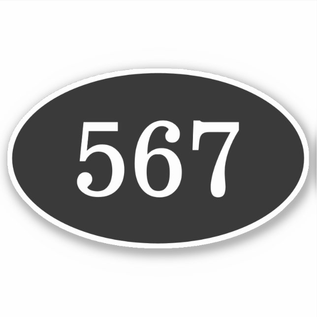 Hotel room door number oval sign vinyl sticker (Front)