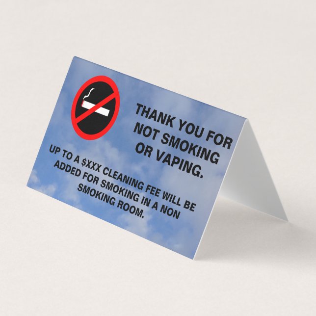 Hotel room no smoking no vaping sign rectangular s business card (Front)