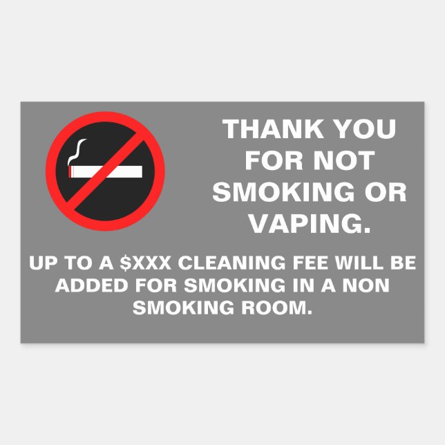 Hotel room no smoking no vaping sign rectangular s sticker (Front)