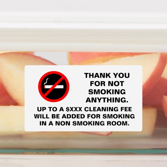 Hotel room no smoking sign rectangular sticker (Affixed)