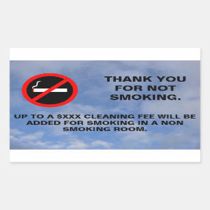 Hotel room no smoking sign rectangular sticker