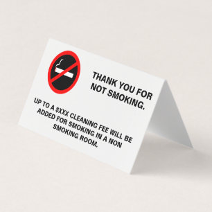 Hotel room no smoking sign rectangular sticker business card