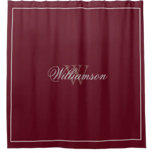 Hotel Style Autumn Burgundy with Name & Monogram Shower Curtain