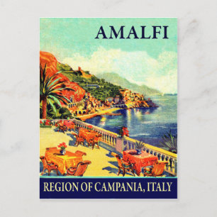Hotel terrace in Amalfi, Campania, Italy, travel Postcard