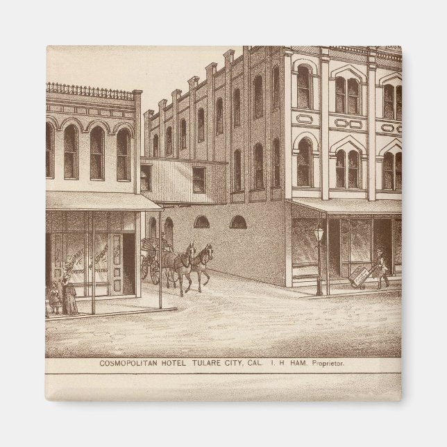 Hotel, vineyard, Tulare Magnet (Front)