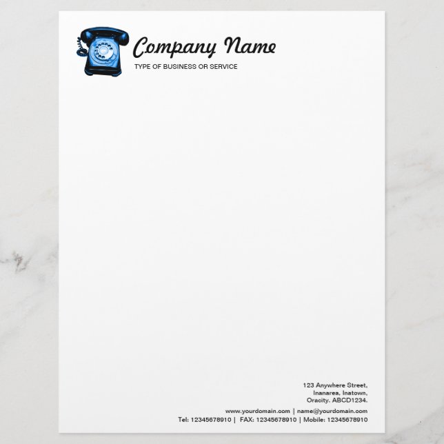 Hotline - Blue Personalised Letterhead (Front)
