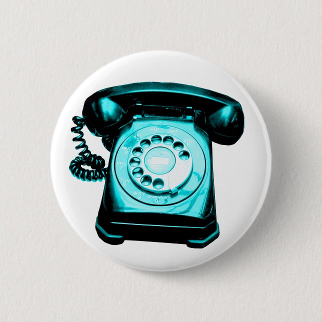 Hotline Cyan 6 Cm Round Badge (Front)