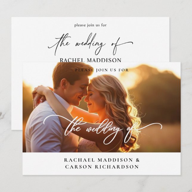 hoto & Calligraphy Horizontal Wedding Invitation (Front/Back)