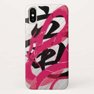 Hotpink Dragon Japanese Dragon White Background iPhone X Case