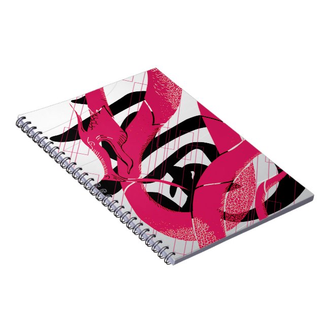 Hotpink Dragon Japanese Dragon White Background Notebook (Right Side)