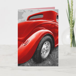 HOTROD CLASSIC CAR RED BIRTHDAY CARD