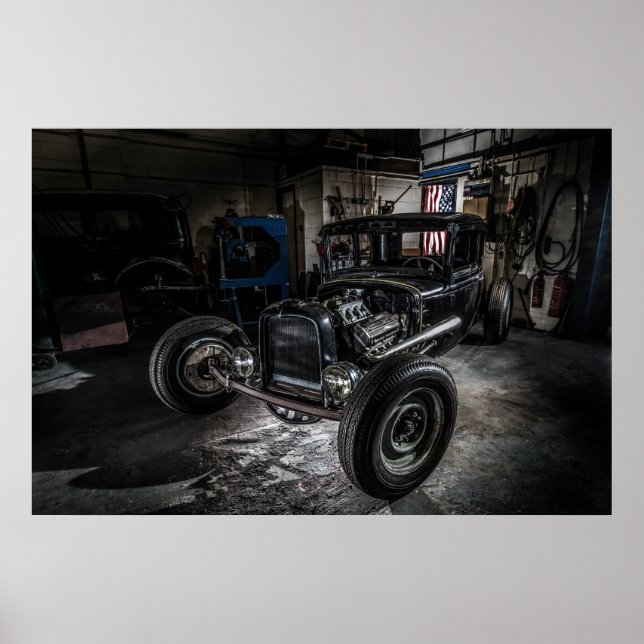 Hotrod in a Garage Poster/Print Poster (Front)