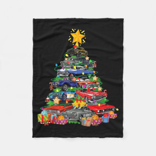Hotrods Clic Muscle Car Christmas Tree Kids Toddle Fleece Blanket