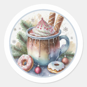 Hott Coco w/ Doughnuts Christmas Stickers