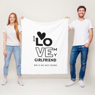 HOTTEST Girlfriend Alert! I Love My GF Award TEXT Fleece Blanket