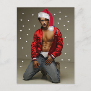Hottest Hunks on the Planet Buff Santa  Postcard
