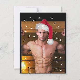 Hottest Hunks on the Planet! Christmas Buff Santa Postcard