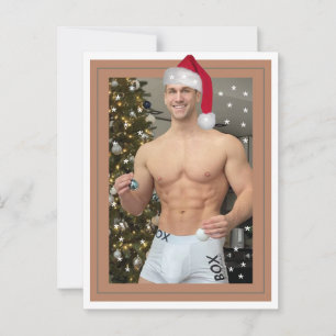 Hottest Hunks On The Planet! Christmas Buff Santa Postcard