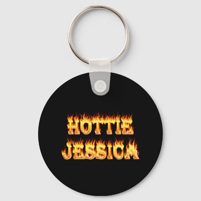 Hottie Jessica fire and flames. Key Ring (Front)