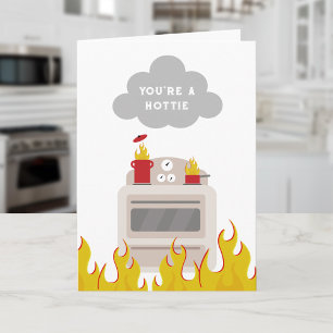 Hottie Kitchen Fire Flames Card