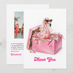 Hottie Shots Club Flamingo Bachelorette Photo Thank You Card