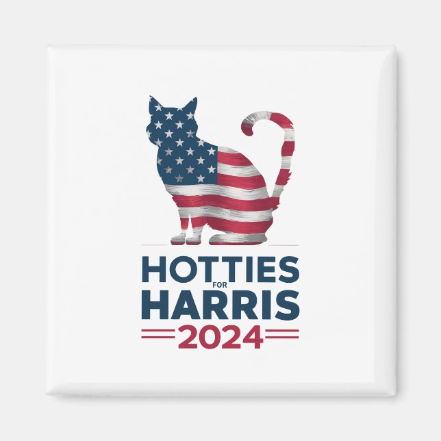 Hotties For Harris 2024 Cat Ladies Kamala Harris Magnet (Front)