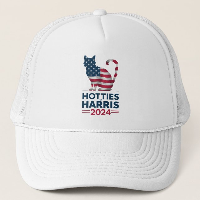 Hotties For Harris 2024 Cat Ladies Kamala Harris Trucker Hat (Front)