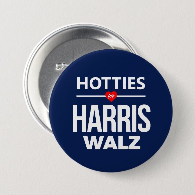 Hotties for Harris Walz 7.5 Cm Round Badge (Front & Back)