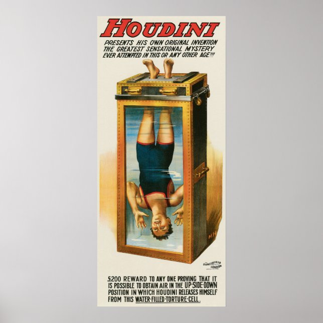 Houdini ~ Illusionist Vintage Escape Artist Poster (Front)