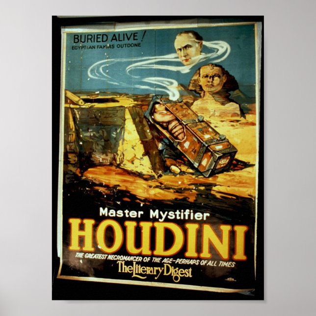 Houdini, 'the Literary Digest' Vintage Theatre Poster (Front)