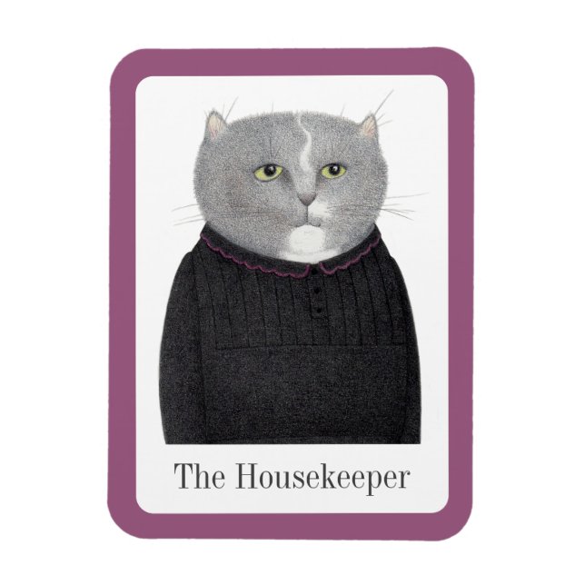 HOUEKEEPER CAT 3x4 Flexible Magnet + Text (Vertical)