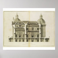 Houghton Hall: cross-section of the Hall and Salon
