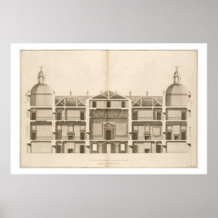 Houghton Hall: section of the West front, engraved Poster