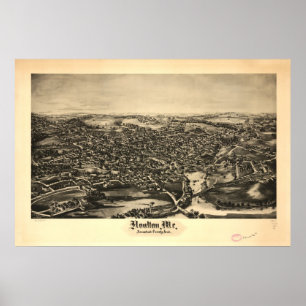 Houlton Maine 1894 Antique Panoramic Map Poster