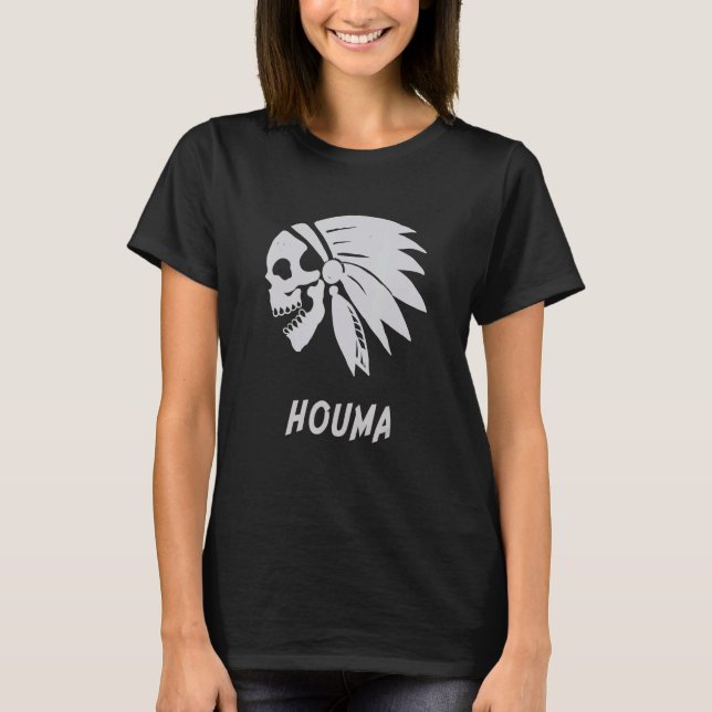Houma Native American Indian Born Freedom Evil Sku T-Shirt (Front)