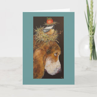 Hound and chickadee card