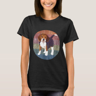 Hound Beagle Dog Watercolor On Distress Sunset T-Shirt