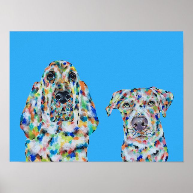Hound Dog and Labrador Art Poster (Front)