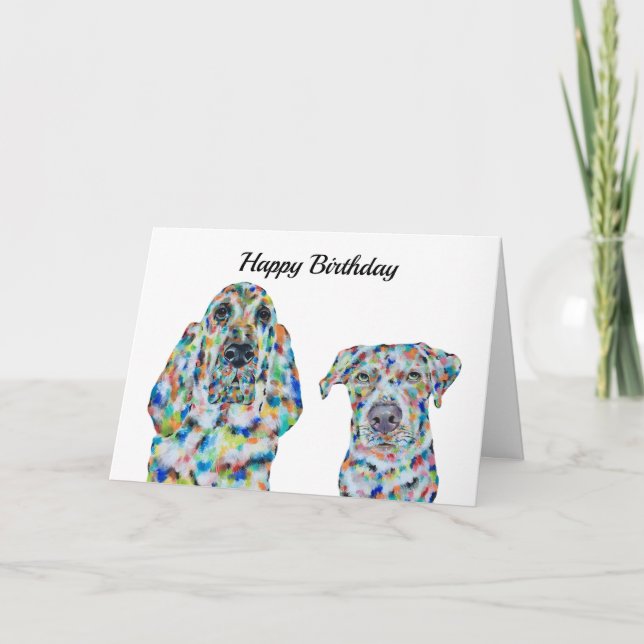 Hound Dog and Labrador Birthday Card (Front)
