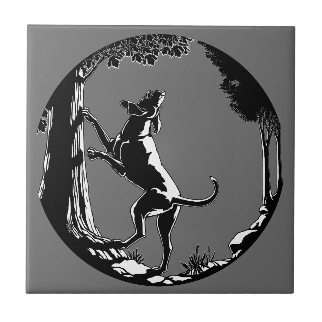 Hound Dog Art Ceramic Tile Hunting Dog Decor (Front)