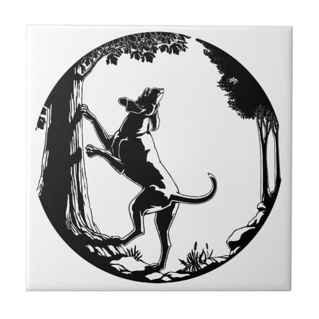Hound Dog Art Ceramic Tile Hunting Dog Decor (Front)